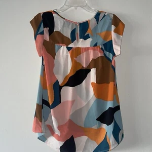 DR2 Blouse Sleeveless Colorful Geometric Button Closure Back S NWT - Picture 1 of 3