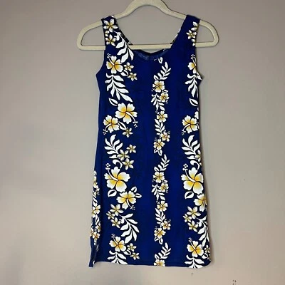 Antigo Vestido Havaiano Hibisco Floral Estampa Tropical Tiki Vestido de Verão Feminino Pequeno - Imagem 1 de 4