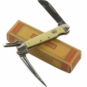 Rough Rider Yellow Smooth Handles Marlin Spike Pocket Knife RR897
