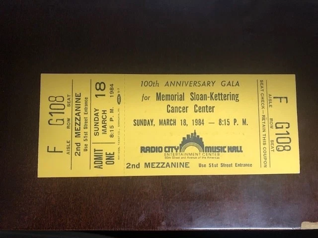 1984  Frank Sinatra Ticket From Radio City Music Hall Gala ONLY  1 on E-BAY - Image 1 of 1