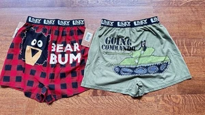 Lazy One Men's Size Medium Red Plaid Boxers Bear Bum And Going Commando  NWT - Picture 1 of 6