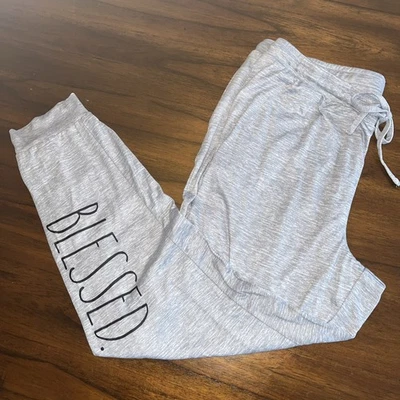 Rae Dunn “Blessed” Gray Jogger Lounge Pants Womens Sz XL Comfortcore Casual Soft - Image 1 of 4