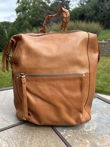 Lucky Brand Rucksack braun Leder Reißverschluss saubere Schnalle Akzent geflochtener Griff GUC - Bild 1 von 19