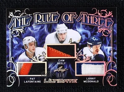 2018-19 Leaf Ultimate The Rule of Three Silver /2 Pat LaFontaine Cam Neely HOF - Image 1 of 2