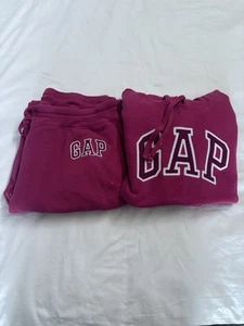 GAP Burgundy Logo Pullover Hoodie and Jogger Set Size M Great Conditions - Picture 1 of 10