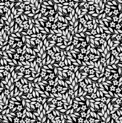 Northcott - Ebony & Ivory - Mini Leaf - Black, Fabric by the Yard - Image 1 of 4