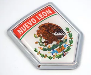 Nuevo Leon Mexico Flag Mexican Car Emblem Chrome bike Decal 3D Sticker MX9 - Imagen 1 de 2