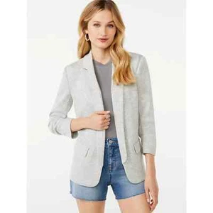 Blazer Scoop Relaxed ScubaKnit elástico para mujer gris mangas fruncidas XL 16-18 - Imagen 1 de 3
