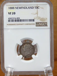 1888 Canada NEWFNDLAND Ten 10 CENT NGC Graded VF20 (BT320) - Picture 1 of 6