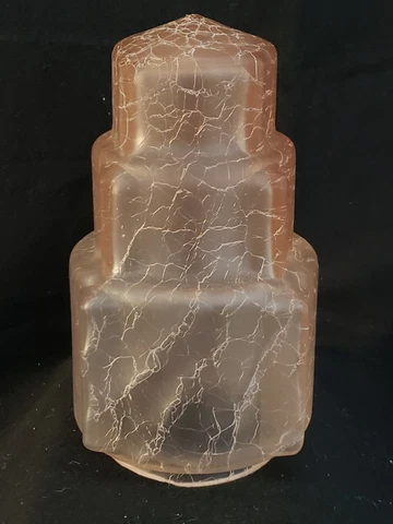 FROSTED PINK CRACKLE GLASS ART DECO SKYSCRAPPER REPLACEMENT SHADE Cover