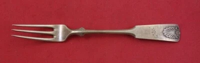 Finland Sterling Silver Strawberry Fork 3-tine w/ fiddle & shell design 4 5/8" - Image 1 of 2