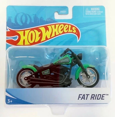 NEW Mattel X7718 Hot Wheels 1:18 Street Power FAT RIDE Motorcycle Green Black - Image 1 of 2