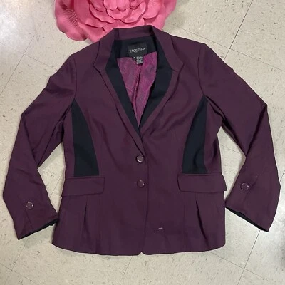 ETCETERA Womens Sz 16 Purple Black 2-Button Blazer Career Business Single Vent - Image 1 of 4