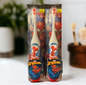 2 Pack Spinbrush Marvel Spider-man Kids Powered Toothbrush Soft - Picture 1 of 1