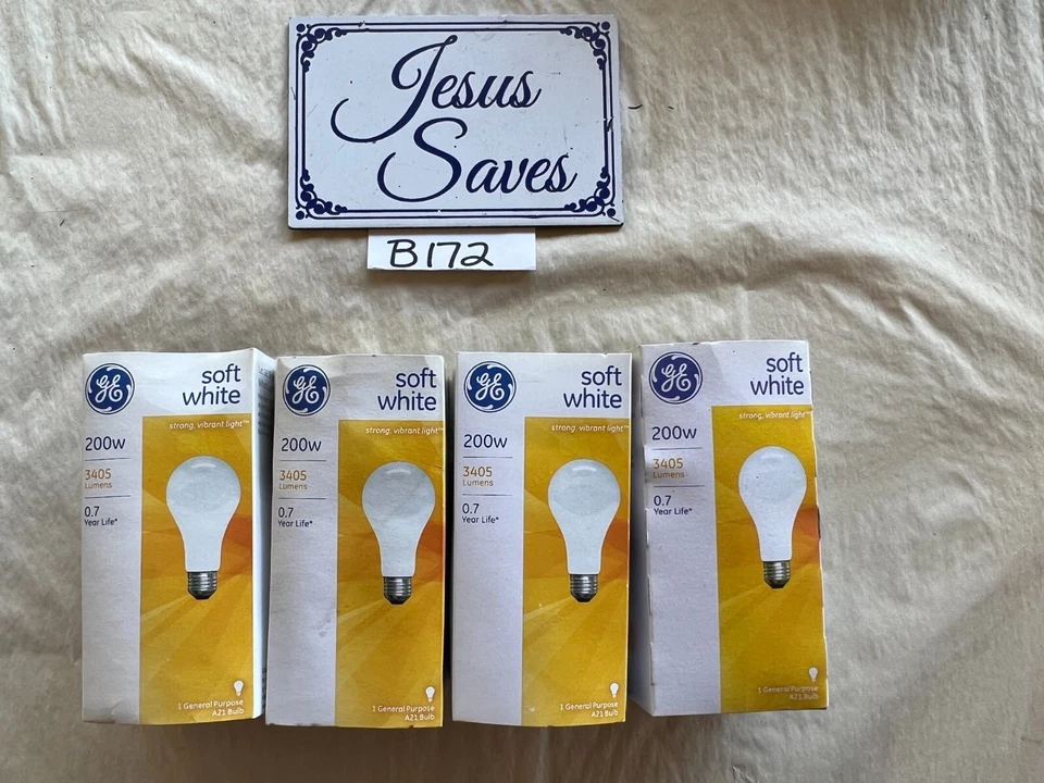 4 GE Lighting 200w Crystal Clear 90455 Light Bulbs   FOUR    B172 - Image 1 of 1