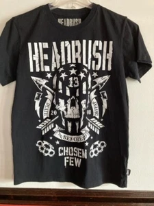 HEADRUSH Fortune Favours The Brave Black 100% Cotton T-shirt Size Small/Petite - Picture 1 of 4