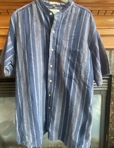 Vtg 90s Campus Shirt Mens Med Woven Blue Short Sleeve Button Down 100% Cotton - Picture 1 of 8