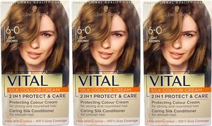 3 x Schwarzkopf Vital Long-Lasting Permanent Hair Colour Dye - Various 3 x Pack - Picture 1 of 8