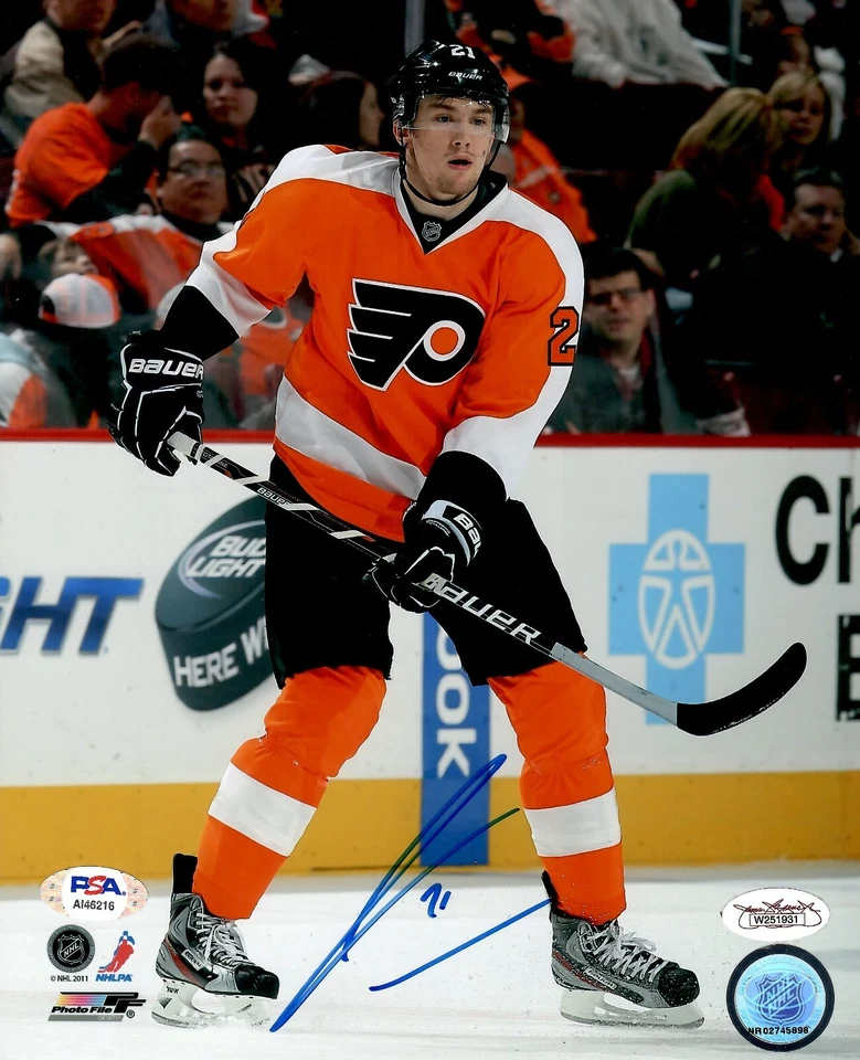 Foto autografada 8x10 assinada por James Van Riemsdyk NHL Philadelphia Flyers PSA CERTIFICADO DE AUTENTICIDADE - Imagem 1 de 1