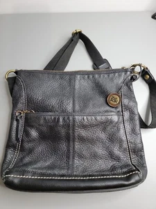 THE SAK schwarze Schultertasche weiches genarbtes Leder Reißverschluss Handtasche Medium - Bild 1 von 6