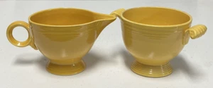 Vintage 1930's Homer Laughlin FIESTA WARE Original Yellow Creamer & Sugar Bowl - Picture 1 of 6