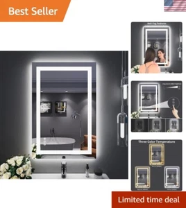 Modern 24"x36" Backlit Bathroom Vanity Mirror with Dimmable Anti-Fog Features - Picture 1 of 9