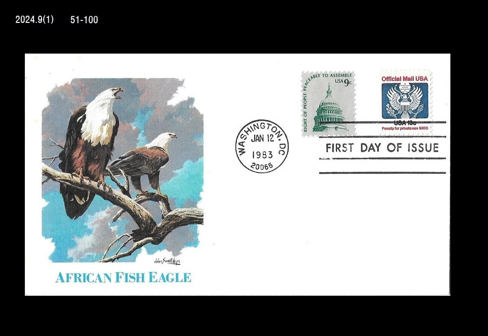 Bird, Wildlife, Eagle, Birds of Prey, Estados Unidos, Estados Unidos 1983 FDC, cubierta Foto 1 de 1