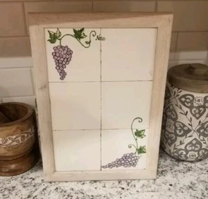 The Empty Nest Grapes Tile Note Dry Erase Board Hand Painted Vintage Kitchen - Picture 1 of 6