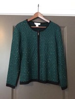 Doncaster Womens Sweater Jacket Size M Green