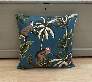 Safari Junge monkey teal green beige, brown Country animals Cushion Covers - Picture 1 of 4