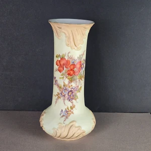 Antique 1904-1924 Royal Rudolstadt Vase 11in Flower Cream Gold Cylinder - Picture 1 of 9