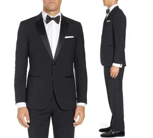 Adam Baker Men's Slim Fit Black Two-Piece Formal Tuxedo Suit 40R w/ Defect - Picture 1 of 7