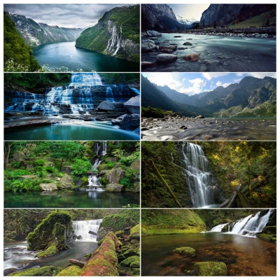 Nature Forest Waterfalls Vinyl Background ClothPhotography Backdrop Studio Photo - Image 1 of 4