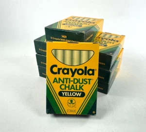 Lot Of 8 Vintage Crayola Anti-dust Yellow Chalk NOS 1988 Binney & Smith No 1401 - Picture 1 of 4