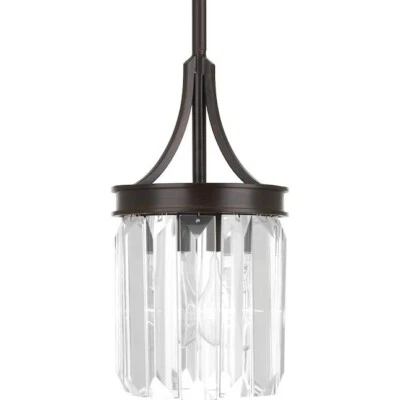 Glimmer 1-Light Antique Bronze Mini Pendant with Clear Glass by Progress Light - Image 1 of 4