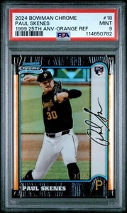 2024 BOWMAN CHROME 1999 BOWMAN CHROME 25TH ANV #18 PAUL SKENES /25 PSA 9 - Picture 1 of 2