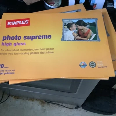 4 Boxes Staples Photo Supreme High Gloss & Double Sided Matte 20 Sheets Each - Image 1 of 4