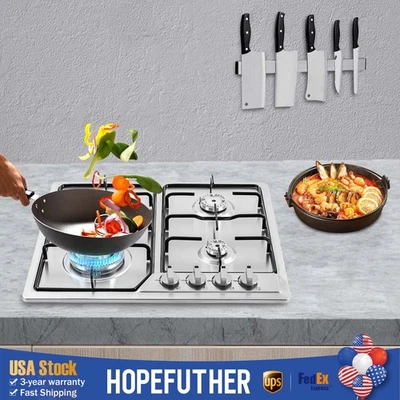 22英寸x20英寸内置燃气灶4个燃烧器不锈钢炉灶顶部NG/LPG燃气灶 — 第 1/4 张图片