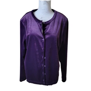 Route 66 size L womens top blouse stretch button front round neck longsleeve - Picture 1 of 10