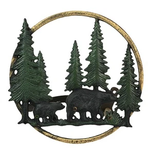 Soporte de manguera de jardín de hierro fundido de la selva de oso negro - 11" decoración de pared de vida silvestre - Imagen 1 de 7