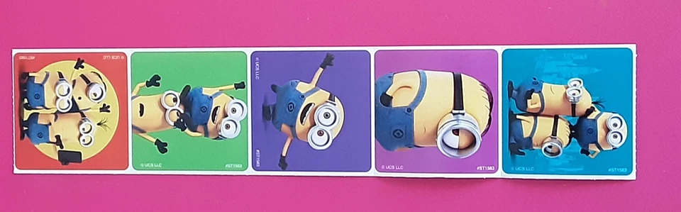5 minions despicable me  Stickers, 2.5" x 2.5" each, Party Favors - Image 1 of 1