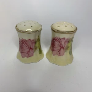 Antique O E & G Royal Austria Pink Rose Gold Salt Pepper Shakers 2.25 Inch Tall - Picture 1 of 7