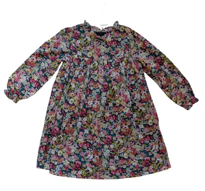 Nuevo con etiquetas Vestido Jacadi Paris 5A Niñas, Floral Mangas Largas Forrado Volantes, Precio de venta sugerido por el fabricante $185 Foto 1 de 4