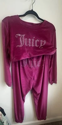 Juicy Couture Purple Velour Sleepwear Set Pants Size Large Top Size Medium Y2K  - Image 1 of 4