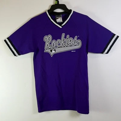 De Colección Años 90 Bicicleta MLB Colorado Rockies Ropa Deportiva Camiseta Nº1 Hombres Pequeña Foto 1 de 4