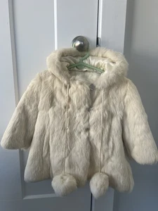 Prinzessin Caravelle Baby Mädchen Jacke Kaninchenfell Kapuze Gr. 24 M elfenbein Winter - Bild 1 von 16