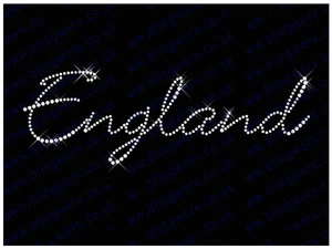 Diamante HotFix Rhinestone Transfer "ENGLAND" Bling - Picture 1 of 1