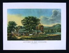 Currier & Ives Print - Autumn in New England Cider Making - Apple American Farm