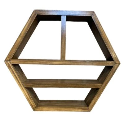 Estante hexagonal flotante de madera individual para dormitorio de panal arte de pared estantes de geometría Foto 1 de 4