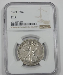 1921 Walking Liberty Half Dollar CERTIFIED NGC F 12 Silver 50c - Picture 1 of 4